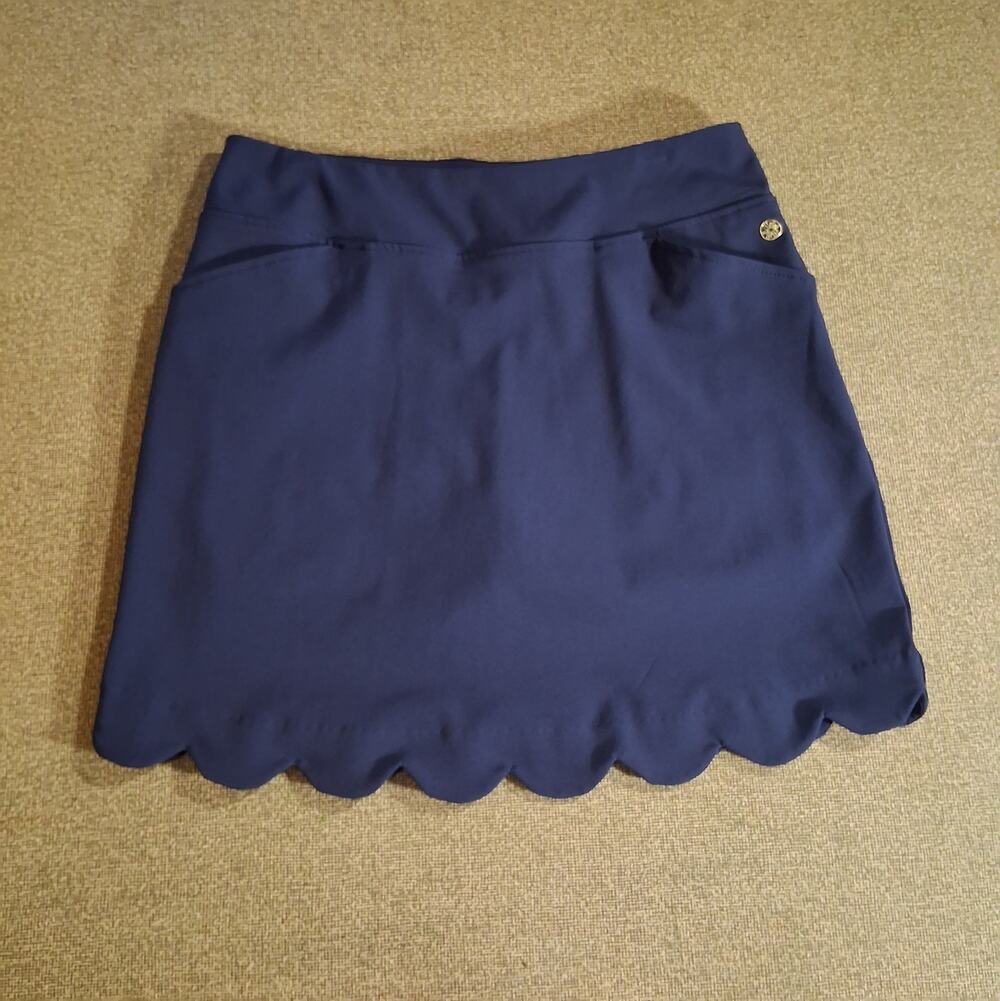 Lilly Pulitzer Luxletic Colette Skort Women's Size 8 Scallop Navy Blue Pockets